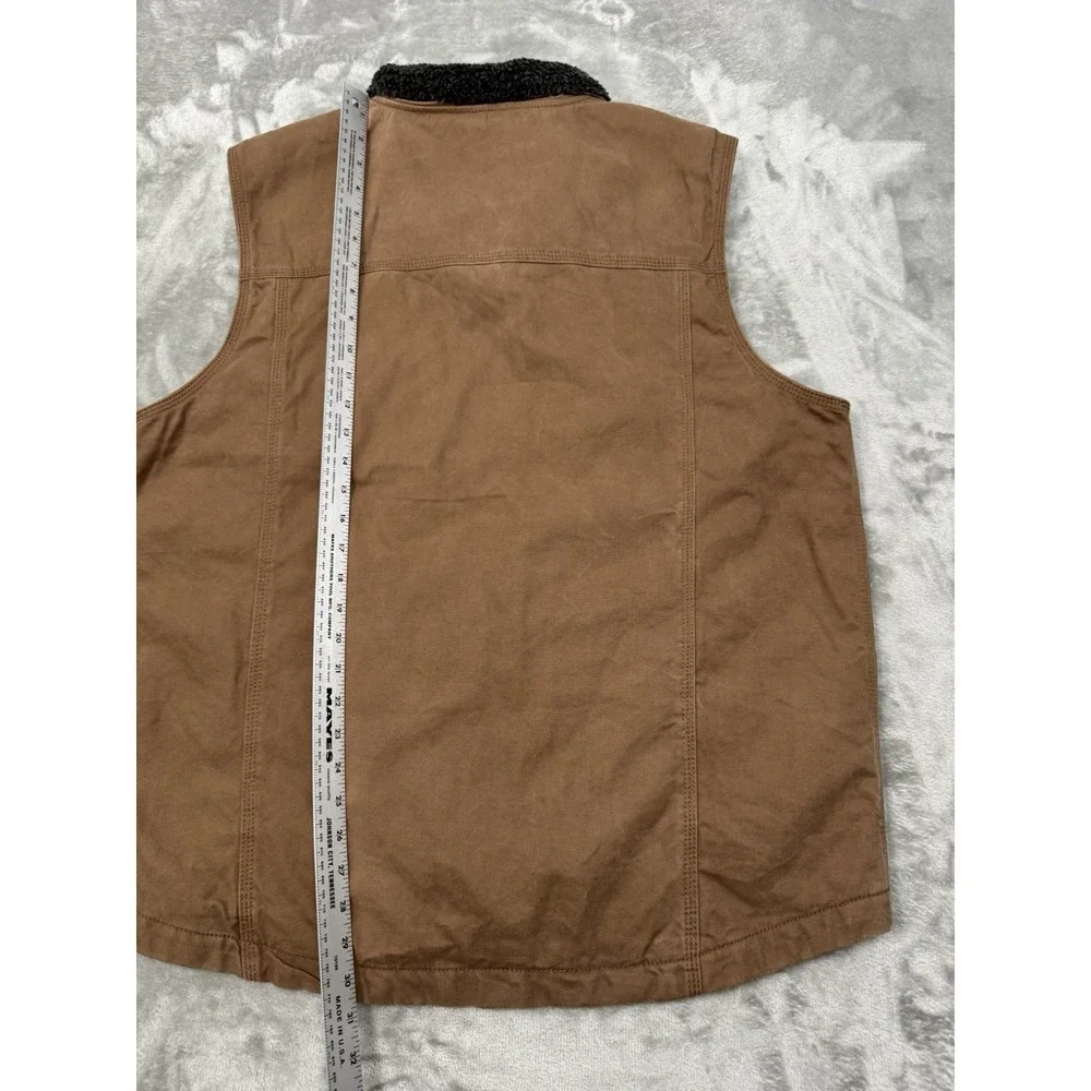 Dri Duck Vest Mens Large Brown Canvas Sherpa Quilted Full Zip Workwear Utility